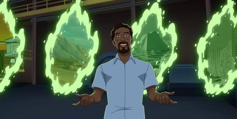 Ангроум Леви перед зелеными порталами в 2 сезоне *Непобедимый*