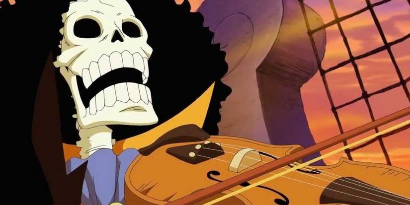 Brook tenant un violon dans One Piece