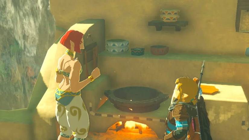 Link sitting in front of Calyban