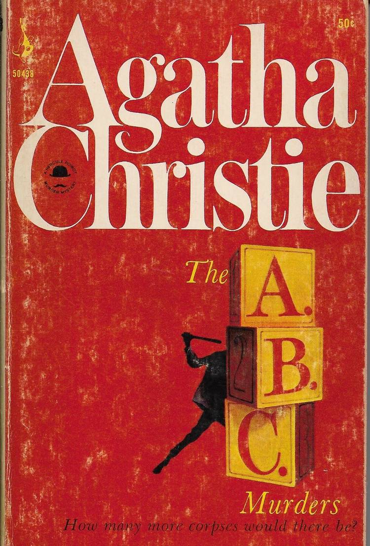 Cover art for the A.B.C. Murders shwoing a shadowy figure walkling behind large blocks spelling ABC.