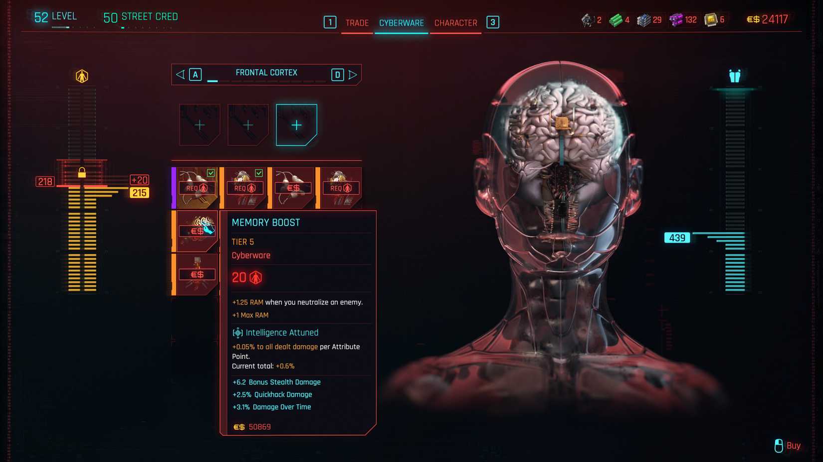 Cyberpunk 2077 Memory Boost New Frontal Cortex Cyberware