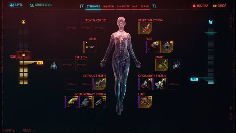 Cyberware Screen Cyberpunk 2077: How To Increase Cyberware Capacity