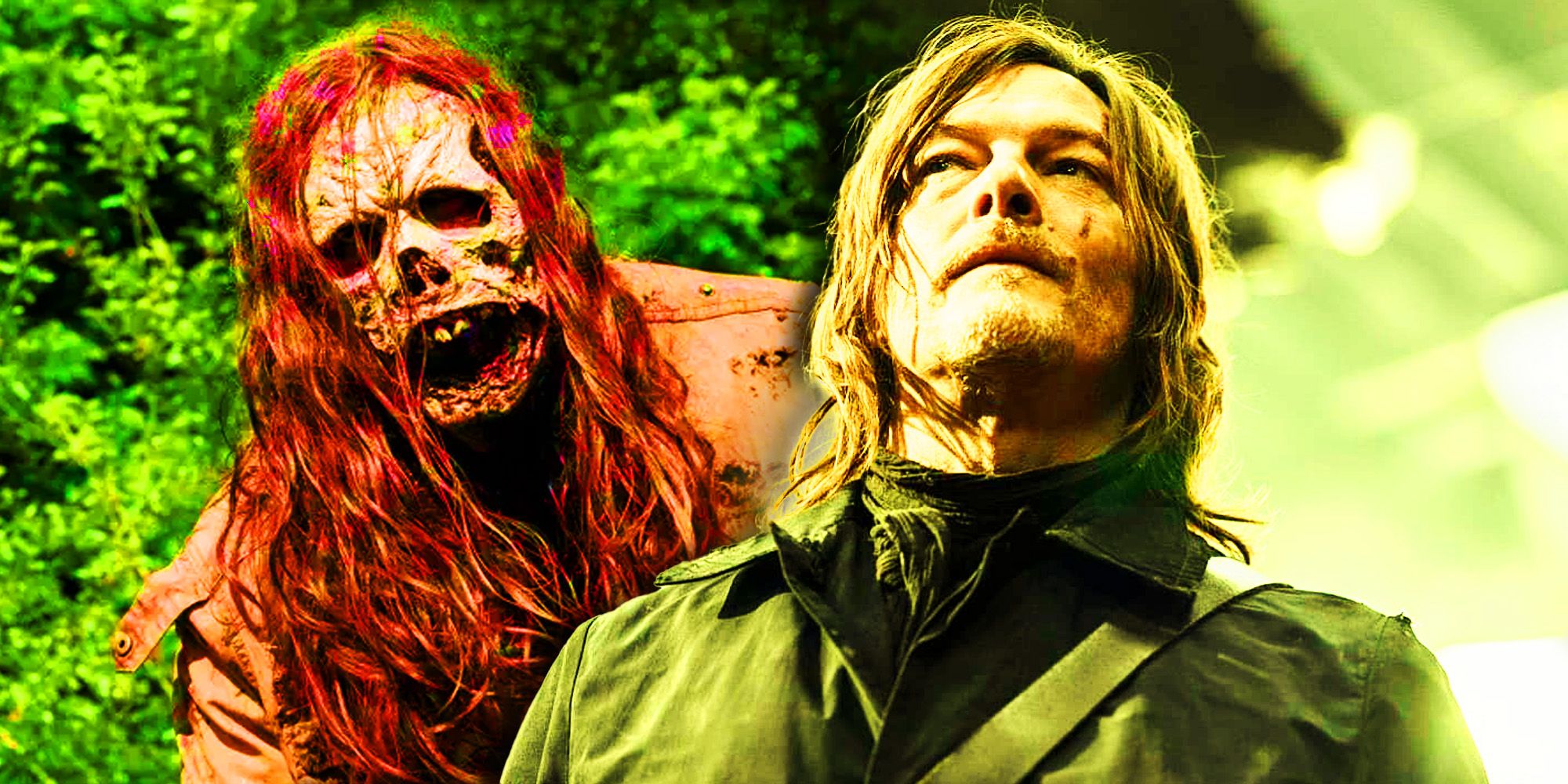 Norman Reedus as Daryl Dixon next to a zombie in The Walking Dead