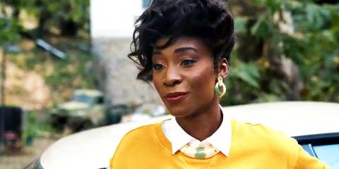 Angelica Ross in a sweater in American Horror Story 1984