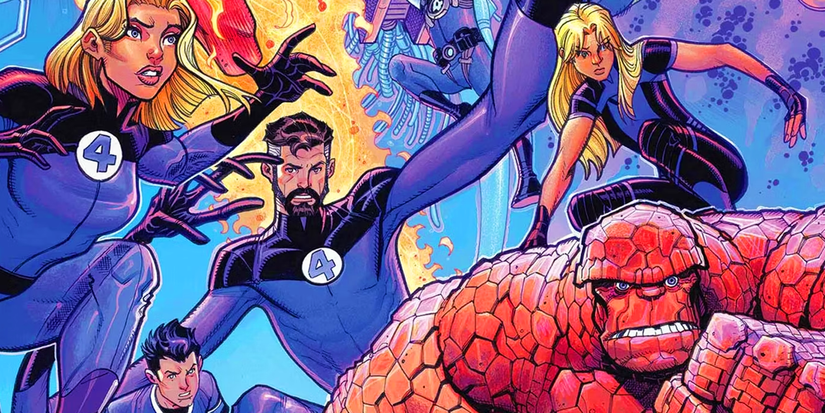 Fantastic Four in sleek costumes in Marvel Comics