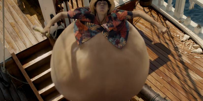 Luffy doing a Gum Gum Balloon in Netflix's One Piece