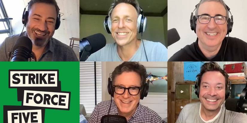 Late-Night Hosts talking on Strike Force Five podcast