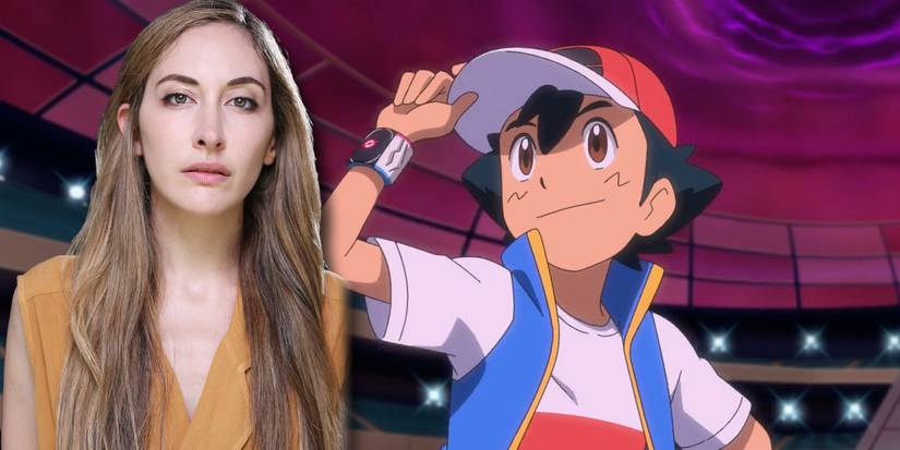 Pokemon's Ash alongside his voice actor, Sarah Natochenny