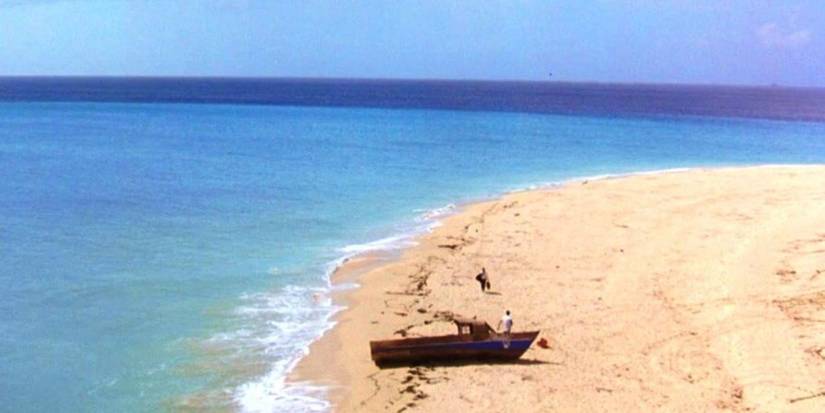 Morgan Freeman and Tim Robbins as Red and Andy meeting at a beach in Shawshank Redemption