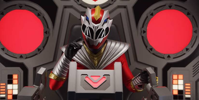 يقود Red Ranger Amelia الأسد الكوني Zord في Power Rangers Cosmic Fury