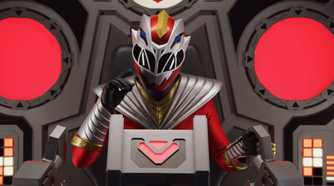 Red Ranger Amelia pilots the Cosmic Lion Zord in Power Rangers Cosmic Fury