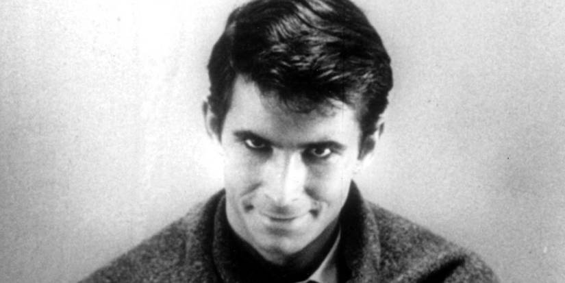 Anthony Perkins as Norman Bates with a sinister smile