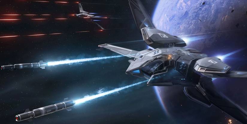 Star Citizen ship shooting torpedos