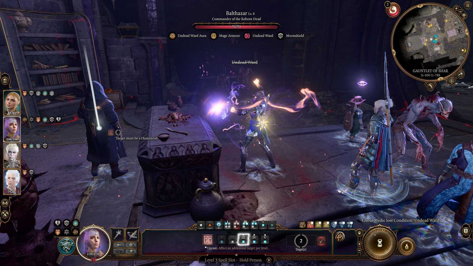 Starting Baldurs Gate 3 combat with Hold Person