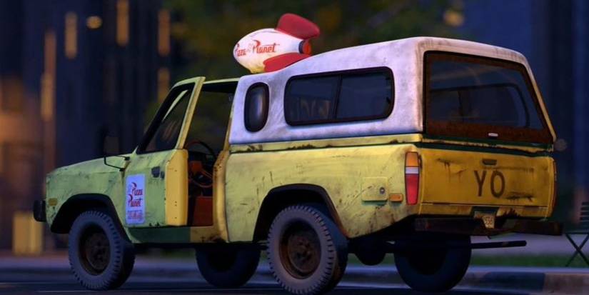 Pixar's yellow, white, and red Pizza Planet truck that appears as an Easter egg in nearly every one of their movies