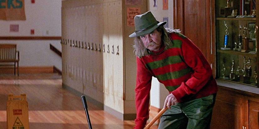 Wes Craven moppping a floor in the original Scream