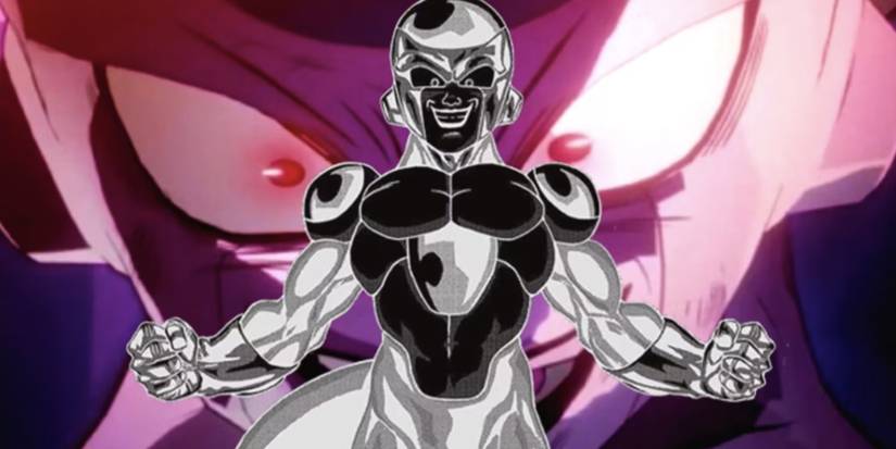15 Strongest Dragon Ball Characters of All Time, Ranked 7 Black Frieza standing proudly with a similar image of Frieza in the back ground.