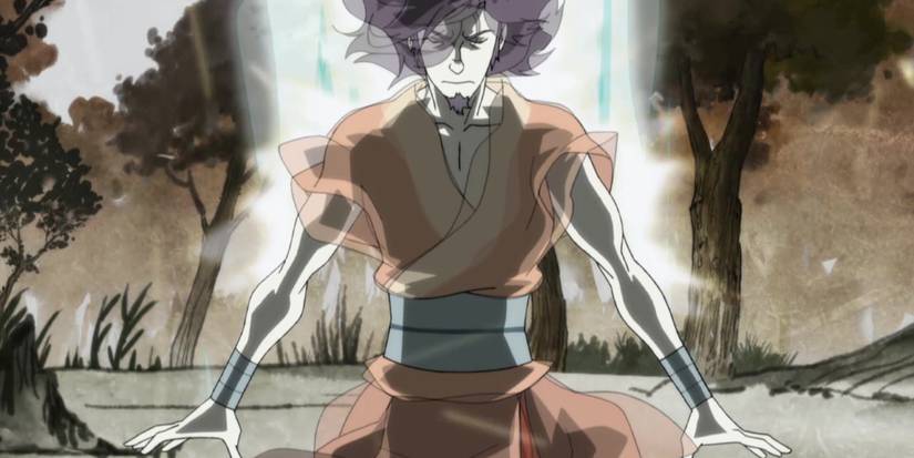 Avatar Wan entering the Avatar State in The Legend of Korra