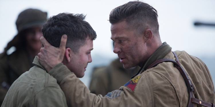 Brad Pitt and Logan Lerman from Fury