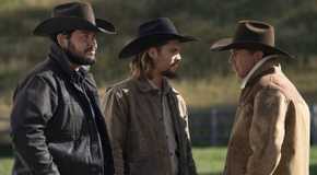 John Dutton is outside talking to two characters in Yellowstone