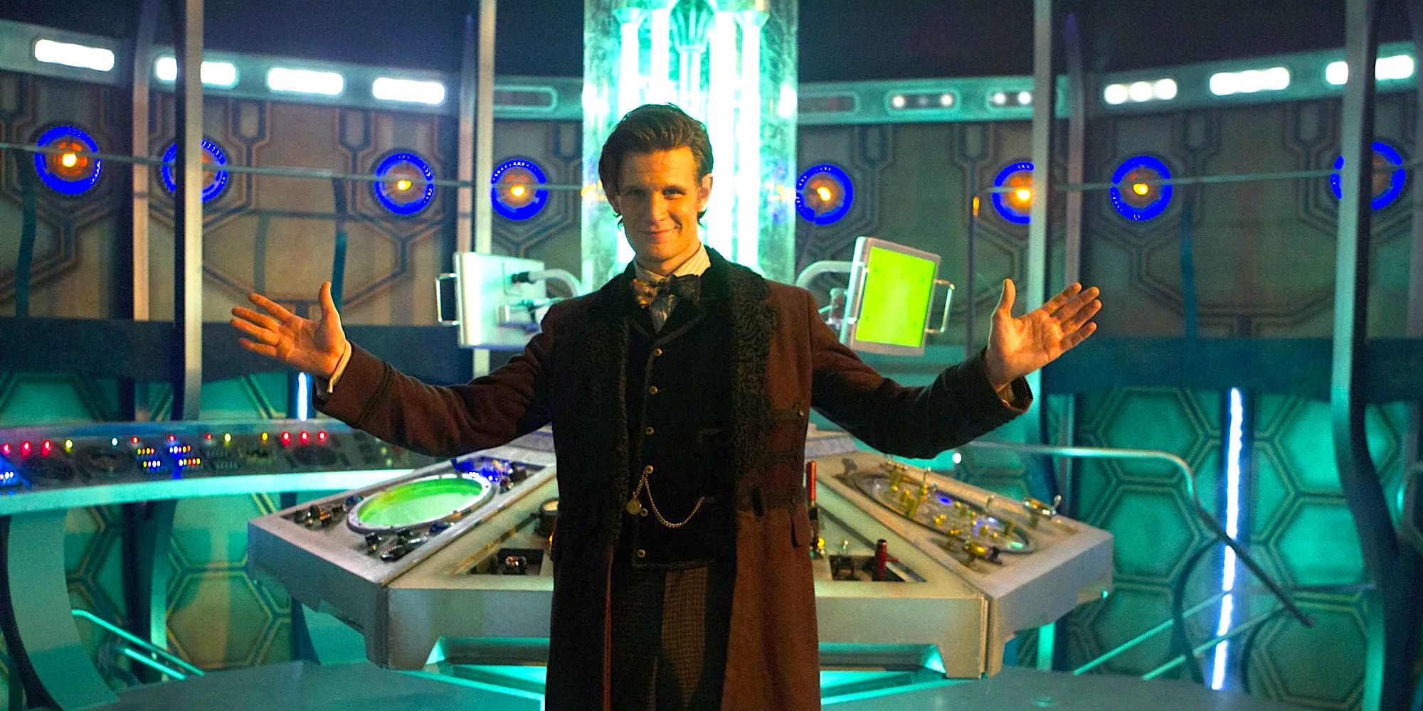 Eleventh Doctor in the redecorated Tardis in Doctor Who