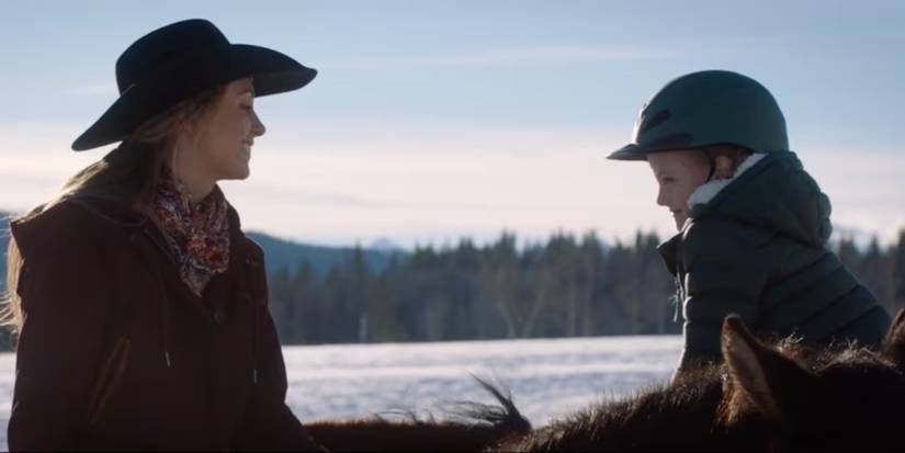 Lyndy (Ruby & Emmanuella Spencer) and Amy (Amber Marshall) talk about Xavier the horse in Heartland