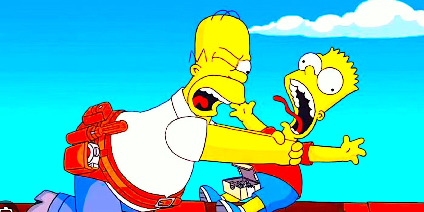 La temporada 36 de Los Simpson recuperó el controvertido programa Homer estrangula a Bart Gag, pero la IA tiene la culpa