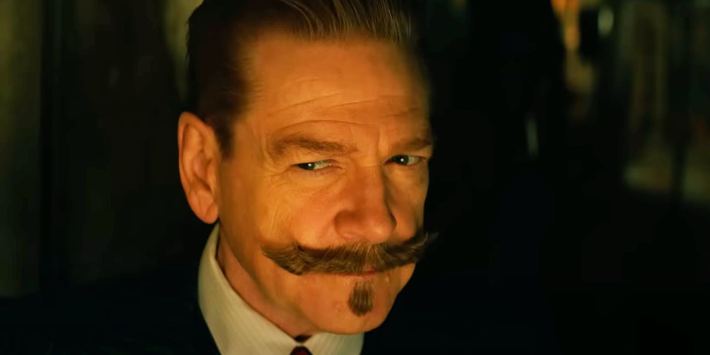 Kenneth Branagh looking suspicious as Hercule Poirot in A Haunting in Venice.
