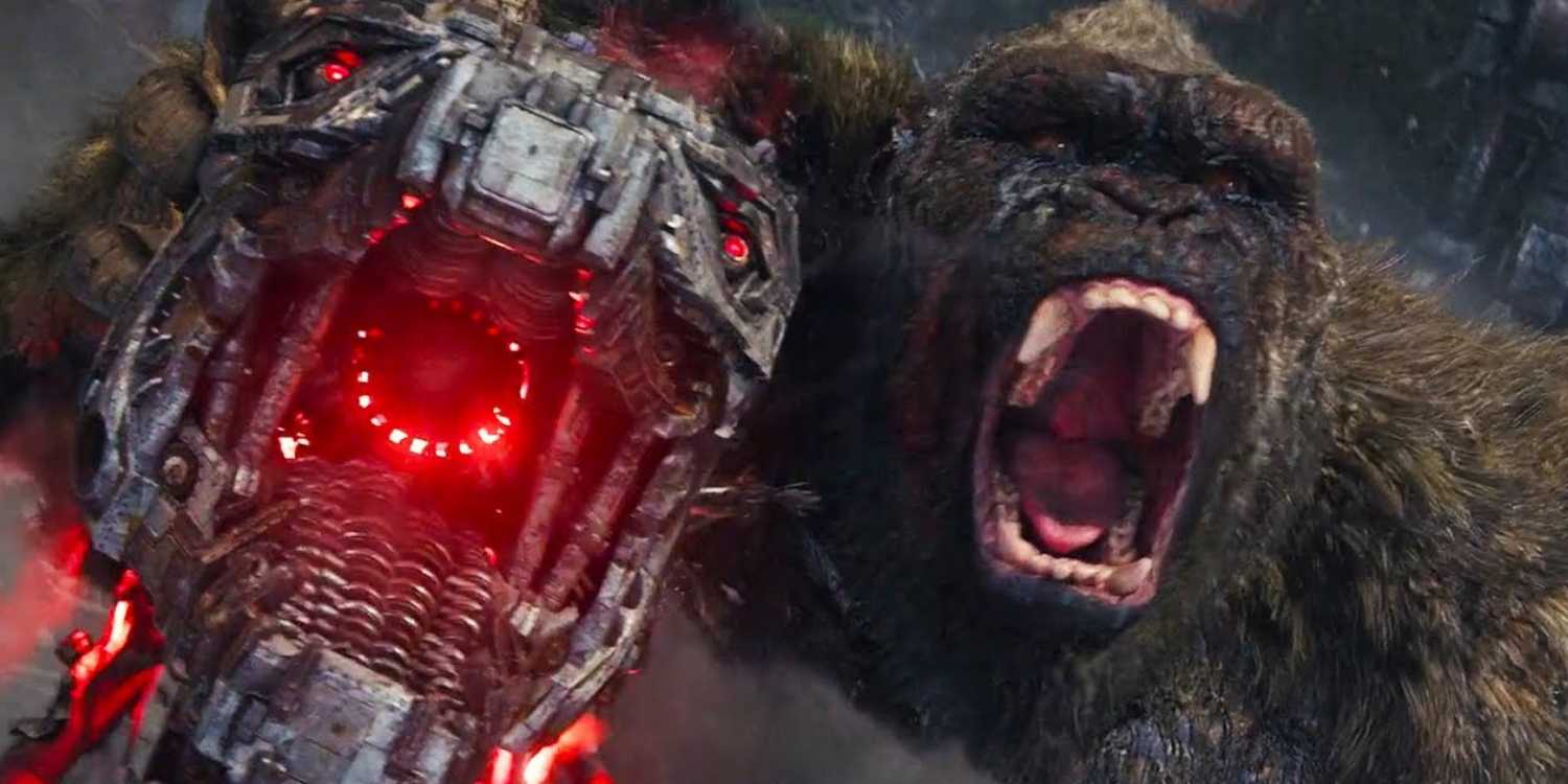 Kong holds up Mechagodzilla's head in Godzilla vs. Kong.