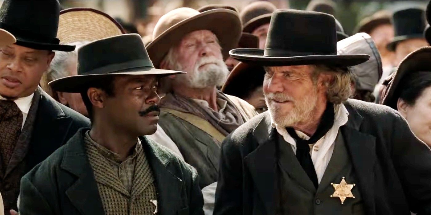David Oyelowo as Bass Reeves and Dennis Quaid as Sherrill Lynn in Lawmen: Bass Reeves