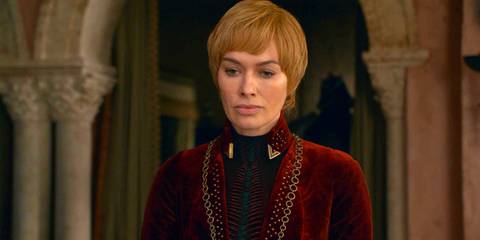 Lena Headey as Cersei looking down in Game of Thrones season 8