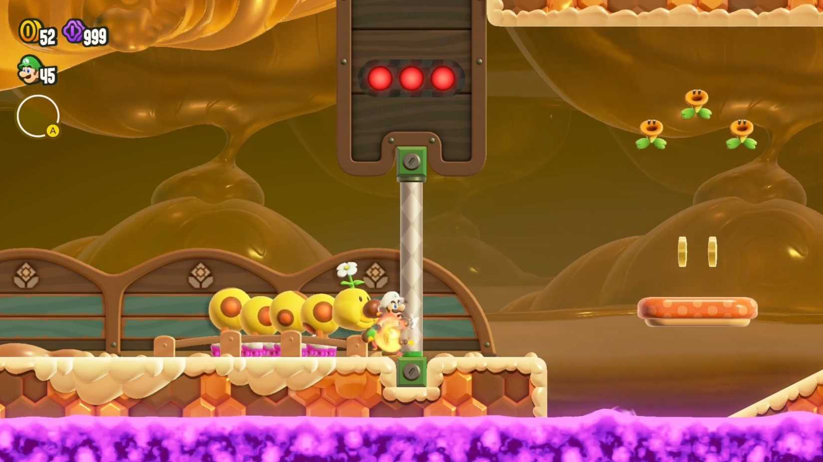 Luigi and Wiggler racing in Super Mario Bros. Wonder