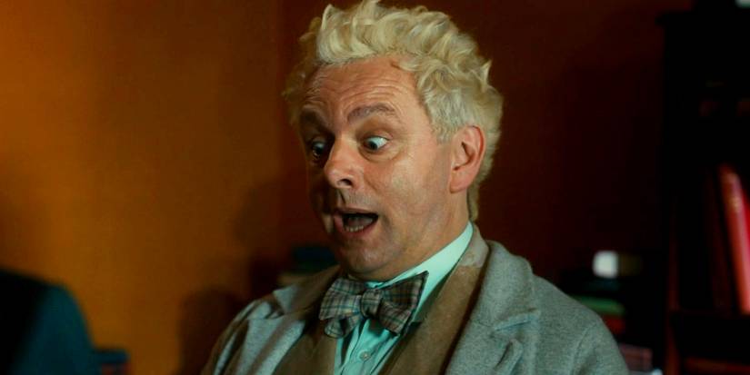 Michael Sheen as Aziraphale Looking Shocked in Good Omens Season 2.