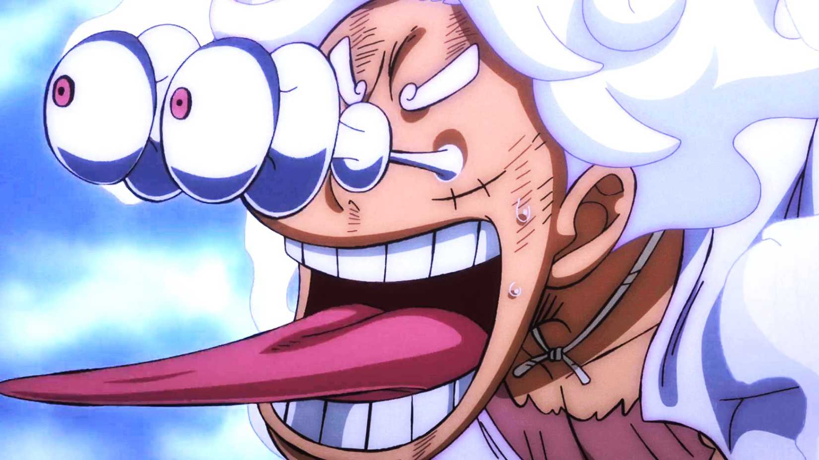 One Piece Gear 5 Luffy eyes popping reaction