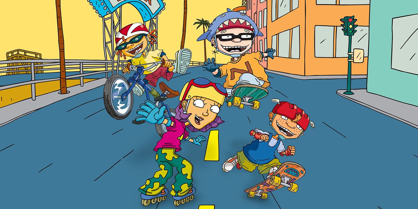 Os amigos de Rocket Power praticando esportes