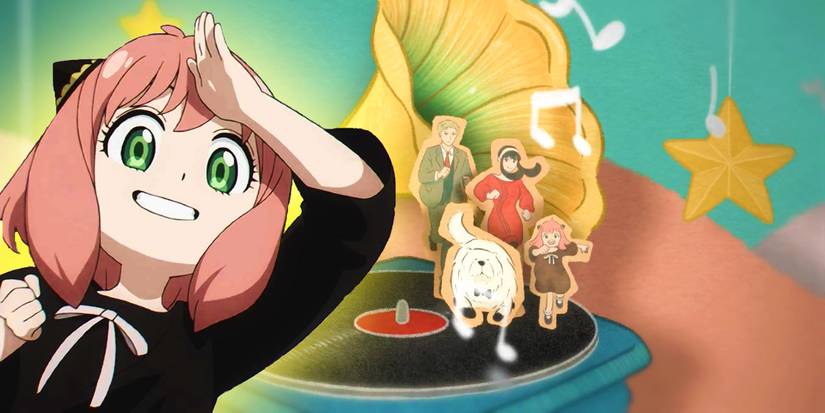 Spy x Family Anya smiling against a motionless at the end of season 2 with the Forge and Bond family