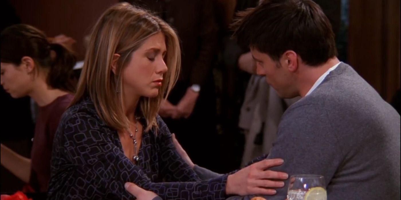 Joey admitindo seus sentimentos por Rachel para ela em um restaurante em Friends