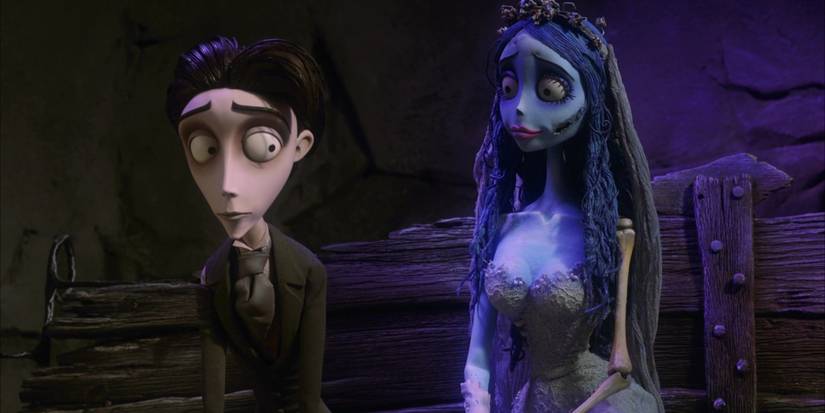 A shot from the scene in Corpse Bride when Emily reunites Victor with his dead childhood pet, Scraps.