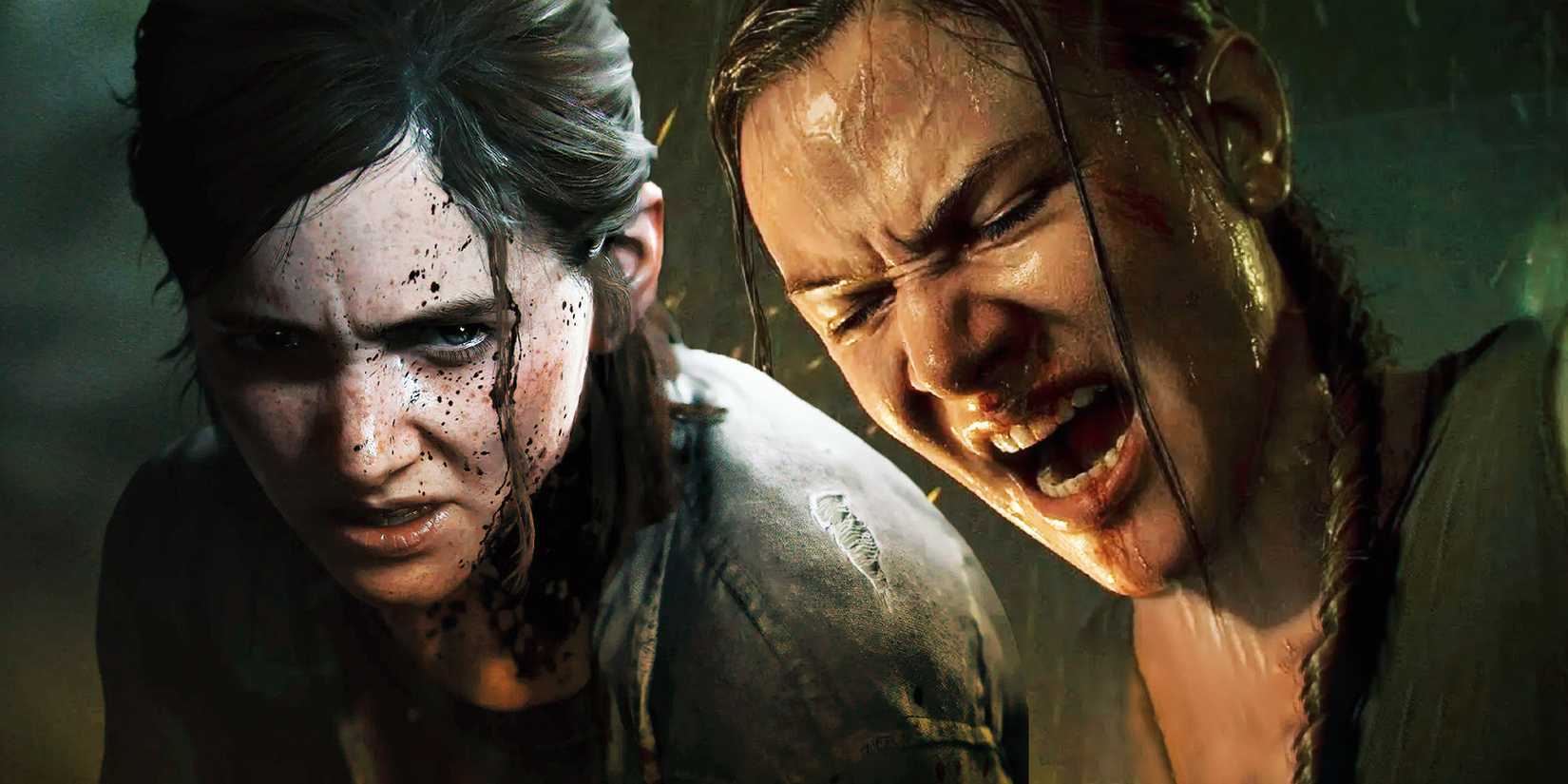 Ellie and Abby from The Last Of Us Part 2, looking angry.