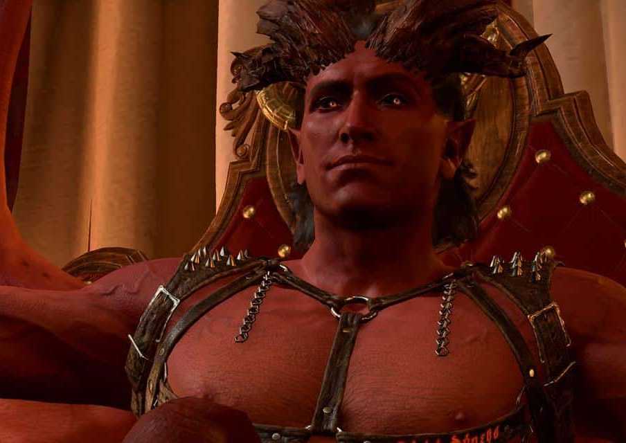 Haarlep from Baldurs Gate 3 lies in a bed in the House of Hope.