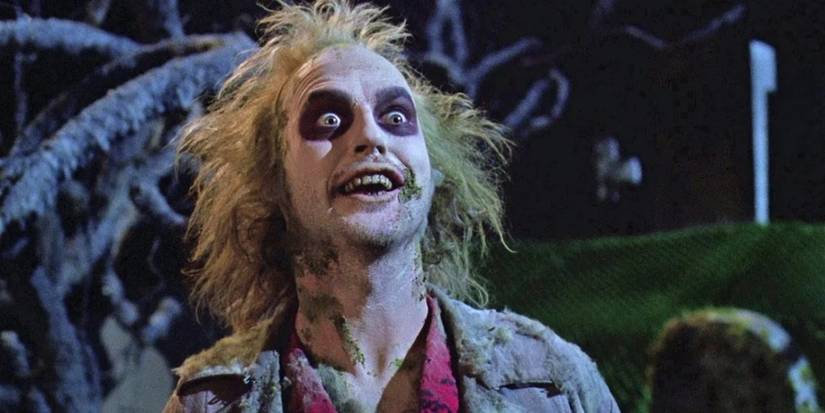 Michael Keaton as Beetlejuice with Wide Eyes during His Introduction Scene in Beetlejuice