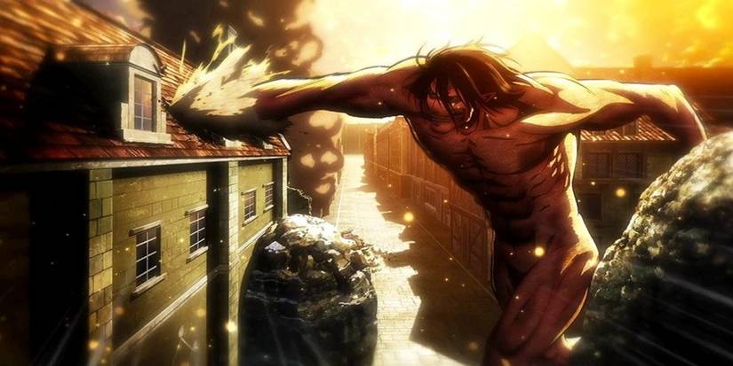 Eren as a titan in Attack on Titan