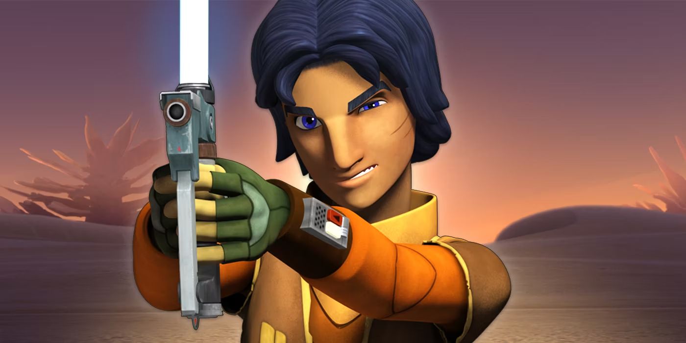 Ezra Bridger wielding his Lightsaber Blaster in Star Wars Rebels