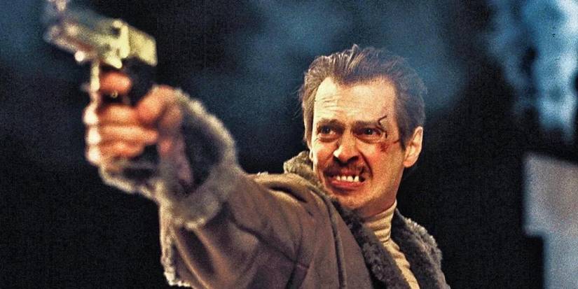 Steve Buscemi holding a gun in Fargo.