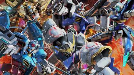 Gundams in a collage from different eras and series from Mobile Suit Gundam.