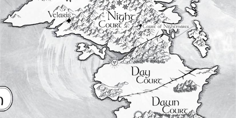 Mapa de Prythian dos livros A Court of Thorns and Roses.
