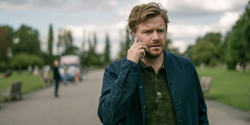 Jack Lowden as River Cartwright talking on the phone in Slow Horses season 3