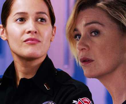 Джина Ли Ортес в роли Энди Херера в 2 эпизоде 1 сезона *Station 19* и Эллин Помпео в роли Мередит Грей в 1 эпизоде 1 сезона *Station 19*