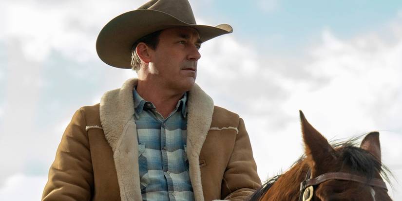Jon Hamm as Roy Tillman on horseback in Fargo