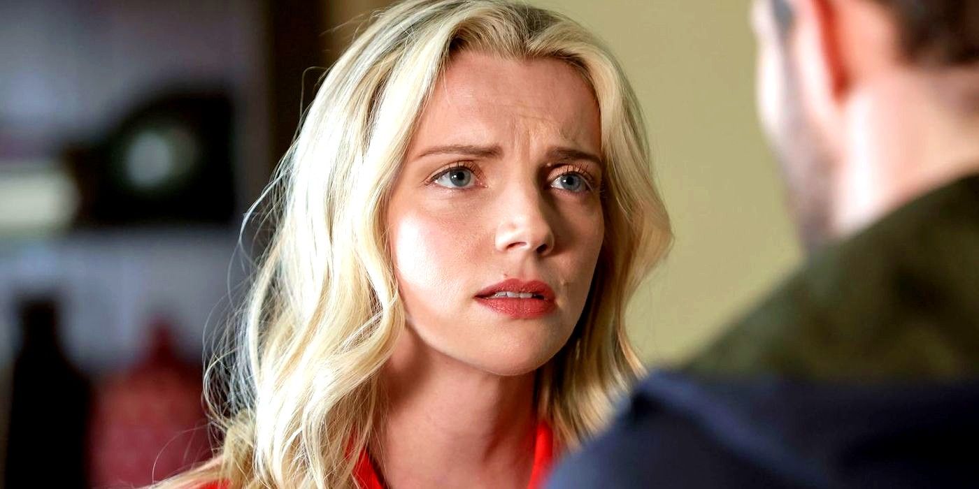 Kara Killmer as Sylvie Brett looking concerned in Chicago Fire